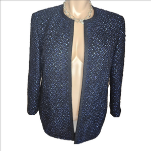 Vintage Dana Bushman Wool Blend Open Front Jacket, Women's PLus Size 18